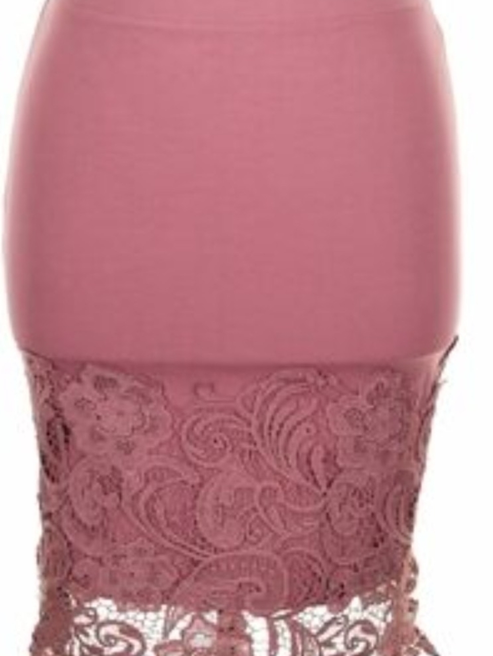 Haute Monde Rose Pink Lace-Hem Pencil Skirt